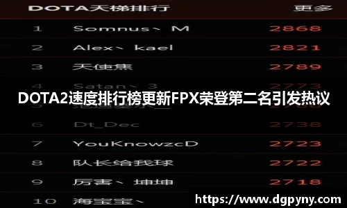 DOTA2速度排行榜更新FPX荣登第二名引发热议