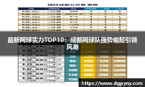 最新网球实力TOP10：成都网球队强势崛起引领风潮